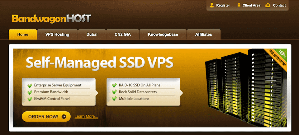 搬瓦工（Bandwagon）官网界面